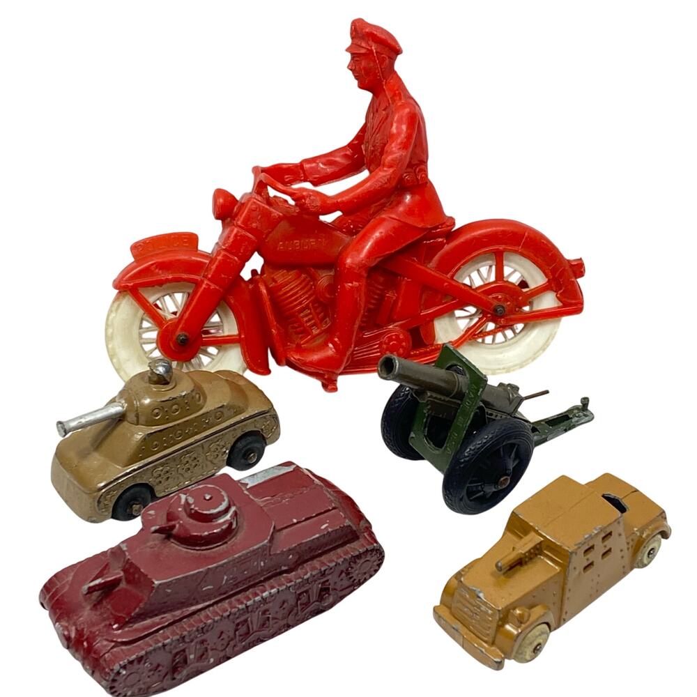 Vintage Lot of 5 Antique Toys Tootsie Barclay Auburn Manoli Tank Truck 1930s